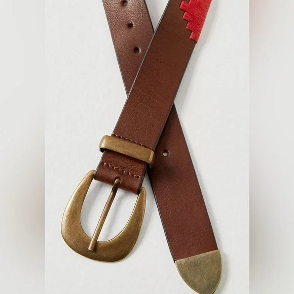 Free People Pink and Red Embroidered Western Belt - Picture 4 of 4